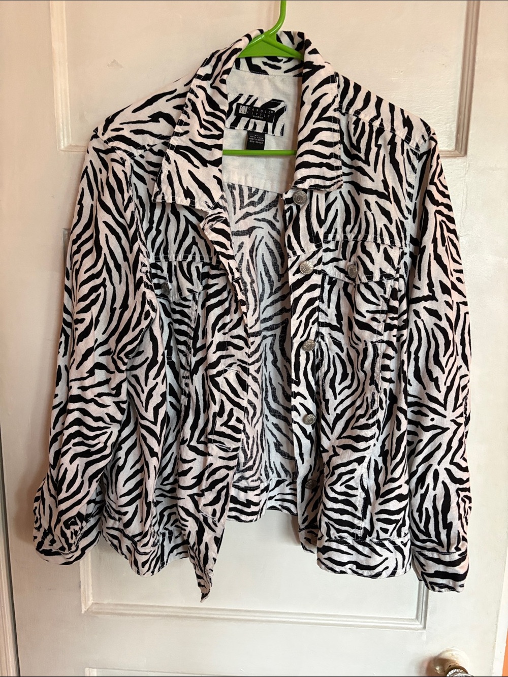Carole Little Black and White Zebra Print Jacket